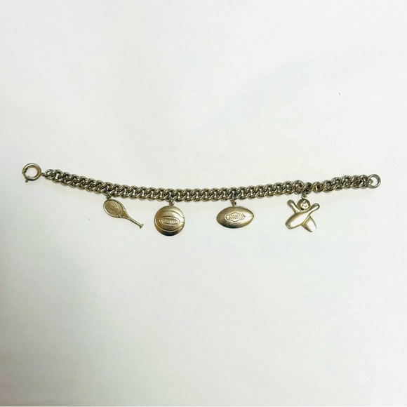 Vintage Gold Charm Bracelet with Sports Pendants - Picture 7 of 8